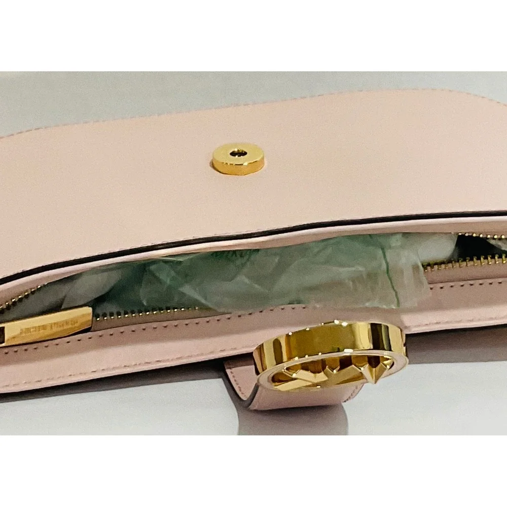 Michael Kors Carmen pouchette powder‎ blush pink small vegan shoulder bag purse